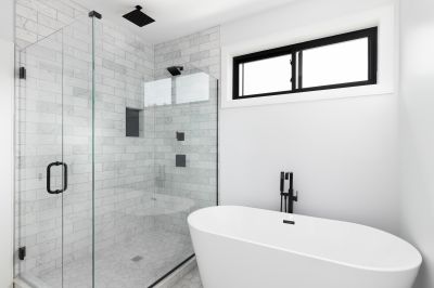 Shower with Black Frame and Clear Glass
